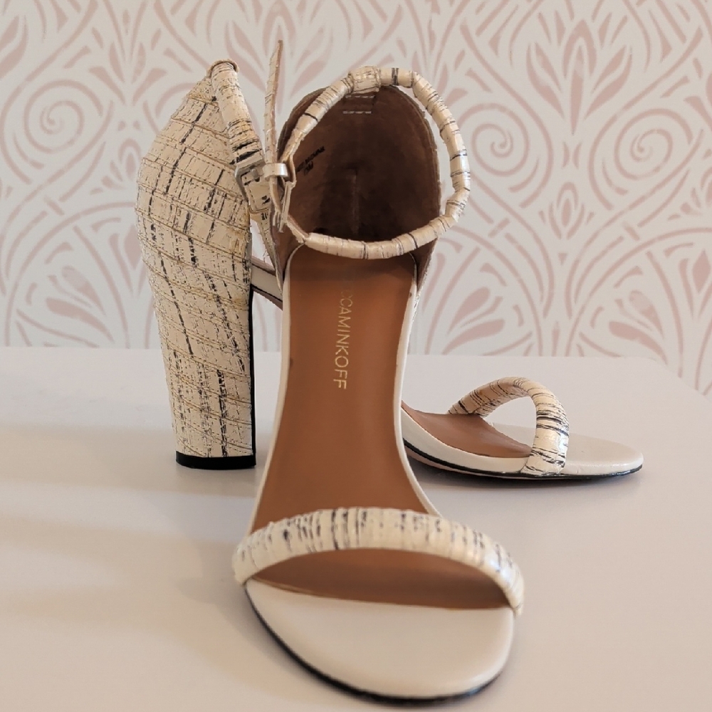 Rebecca Minkoff Textured Cream Block Heels size 7 1/2 M